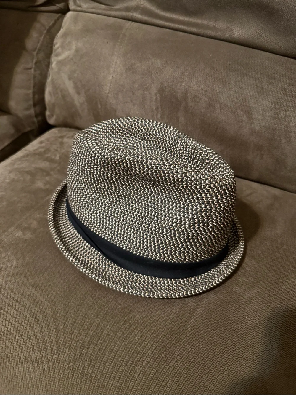 Converse Black and Tan Straw Fedora Hat for Kids